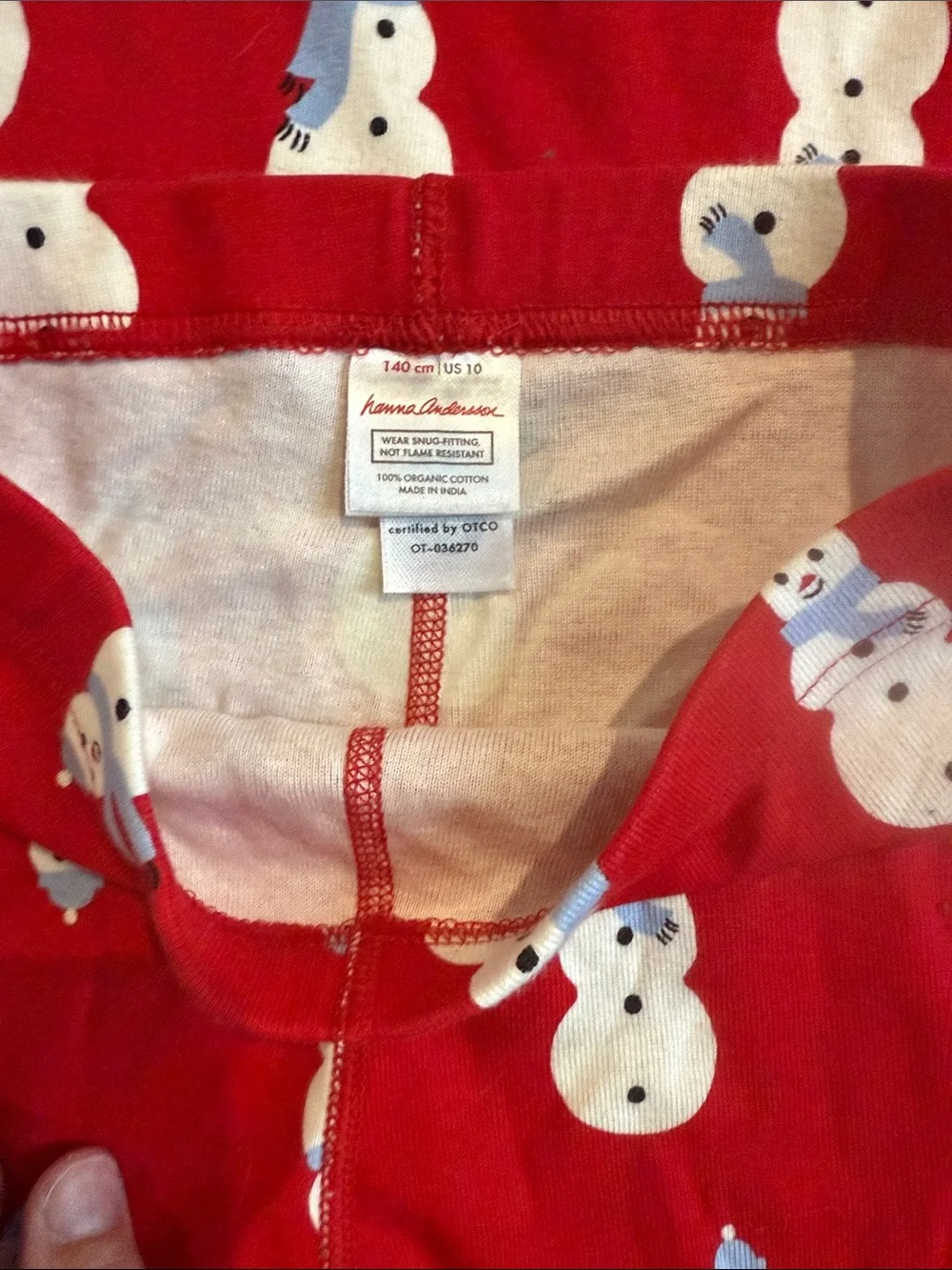 Hanna Andersson Red Snowman Kids Pajama‎ Set